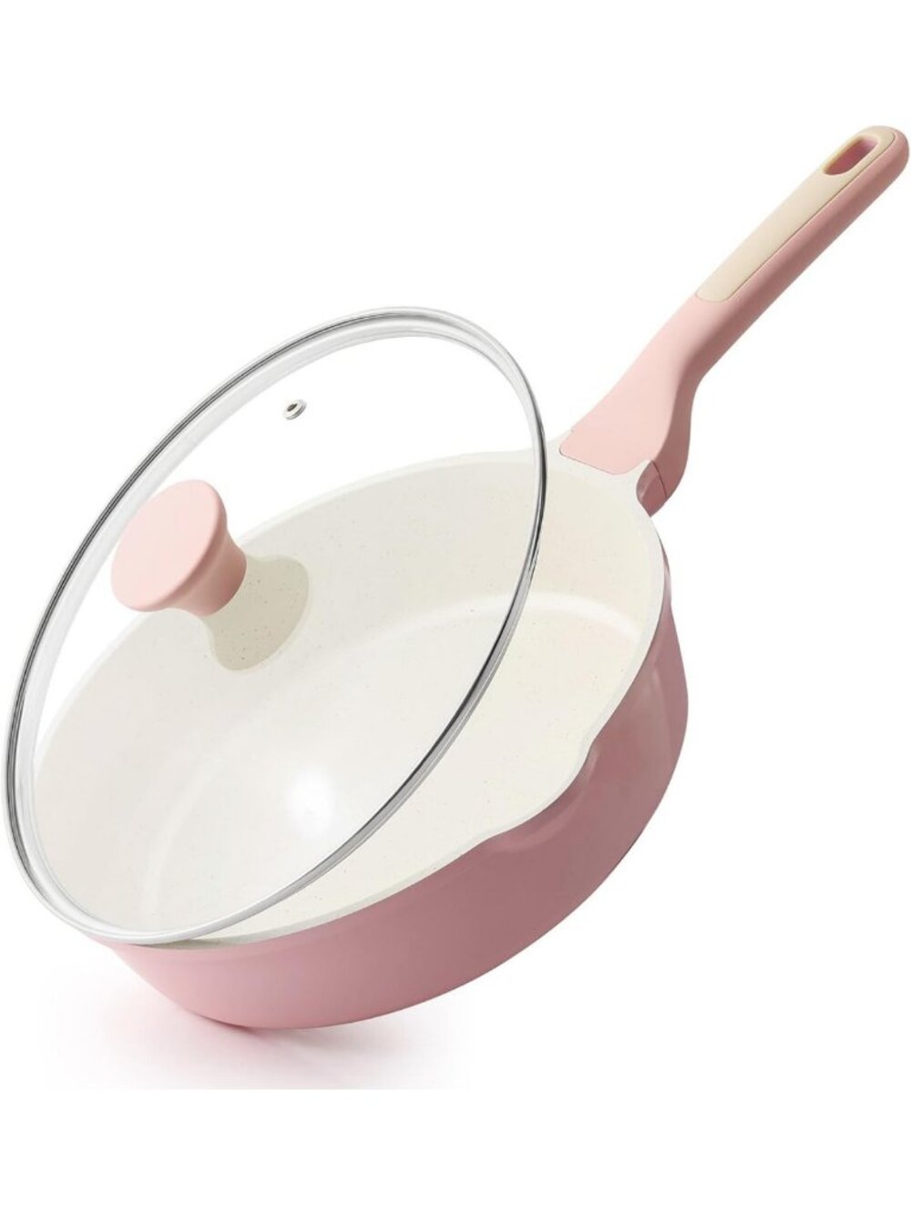 Nonstick Ceramic Skillet with Lid, 10-Inch Deep Frying Pan, Induction